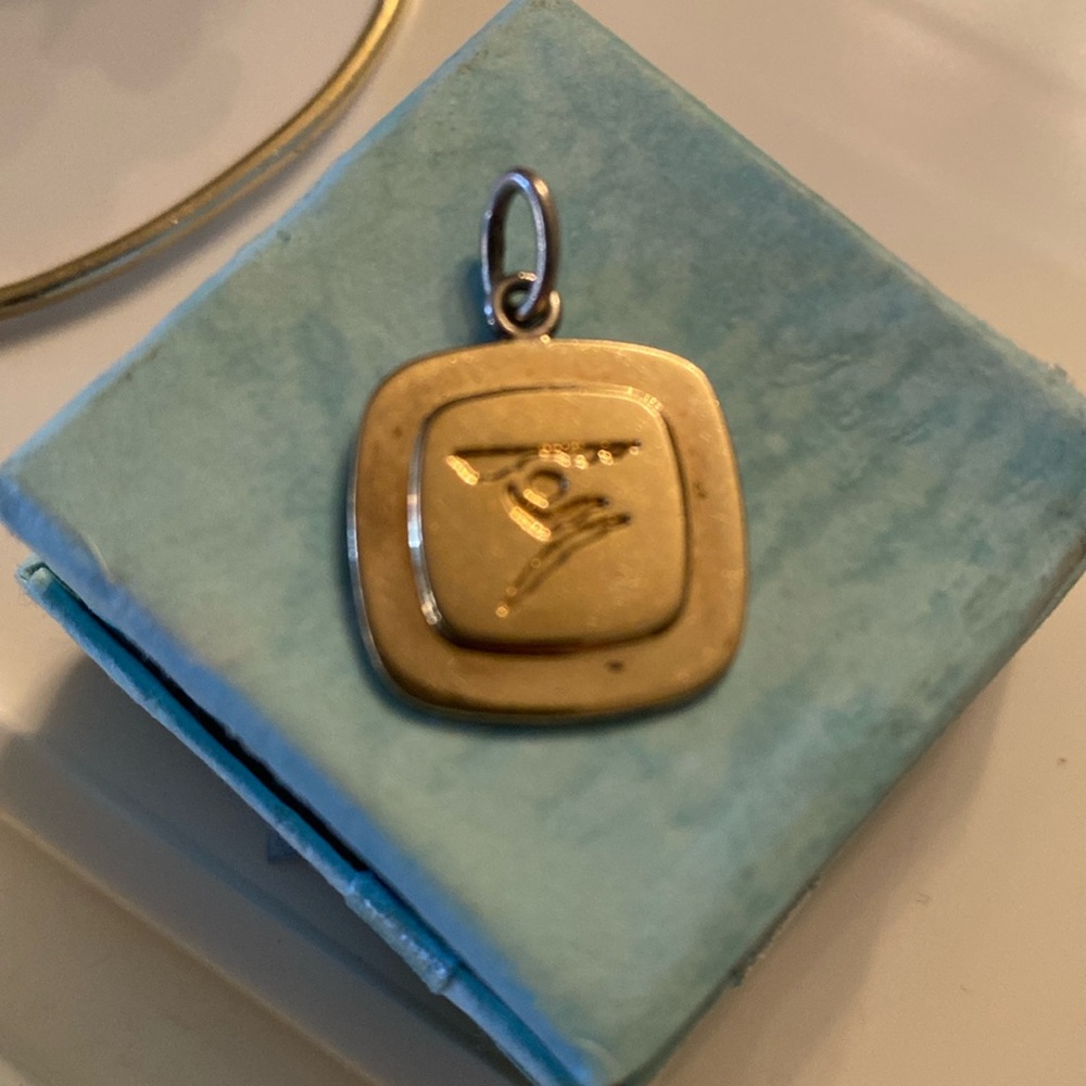 Tiffany & Co. Sports 18k/ Sterling Silver 925 Square Pendant/Charm